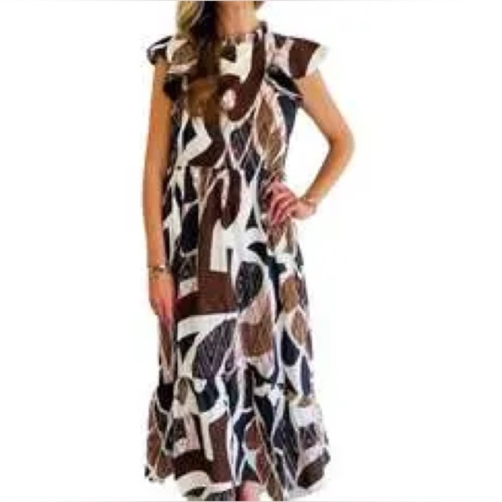 Willa Story Women’s Meg Dress Patterned Size Medium NWT MIDI dress